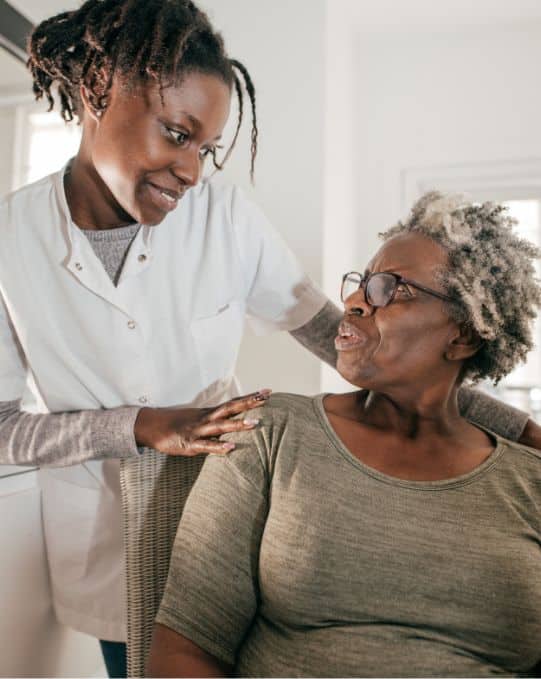 In-home caregiver helping a senior at home in Noblesville, Indiana