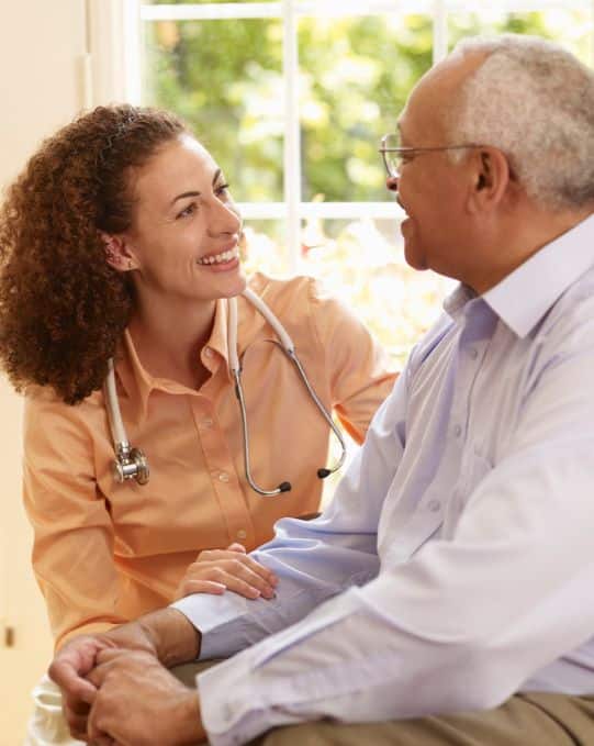 In-home caregiver helping a senior at home in Greenwood, Indiana