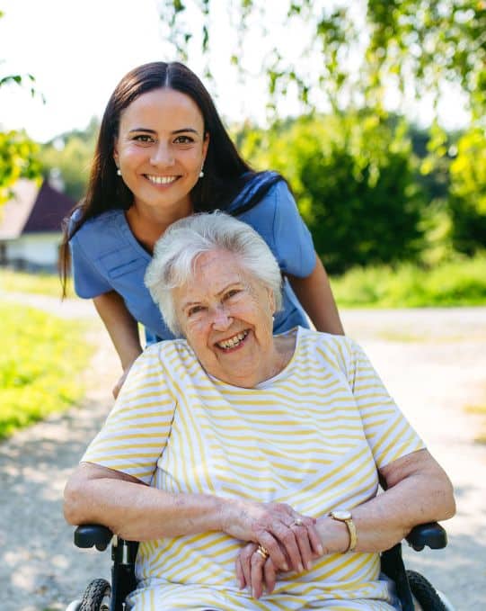 In-home caregiver helping a senior at home in Lawrence, Indiana